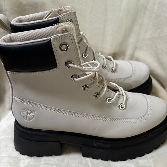 Timberland Sky 6 Inch Lace-up Boots Leather Combat Booties White 8.5  NEW - Picture 3 of 7